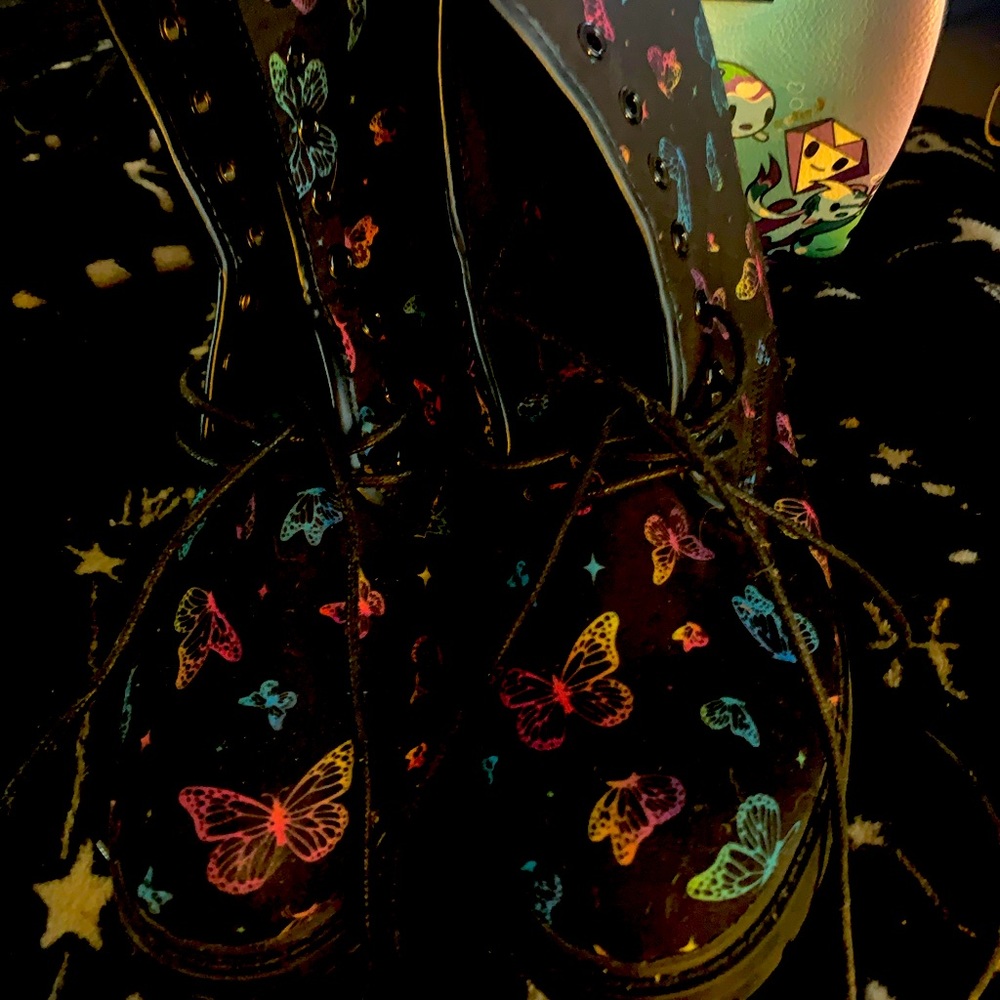 Colorful Butterfly Combat Boots